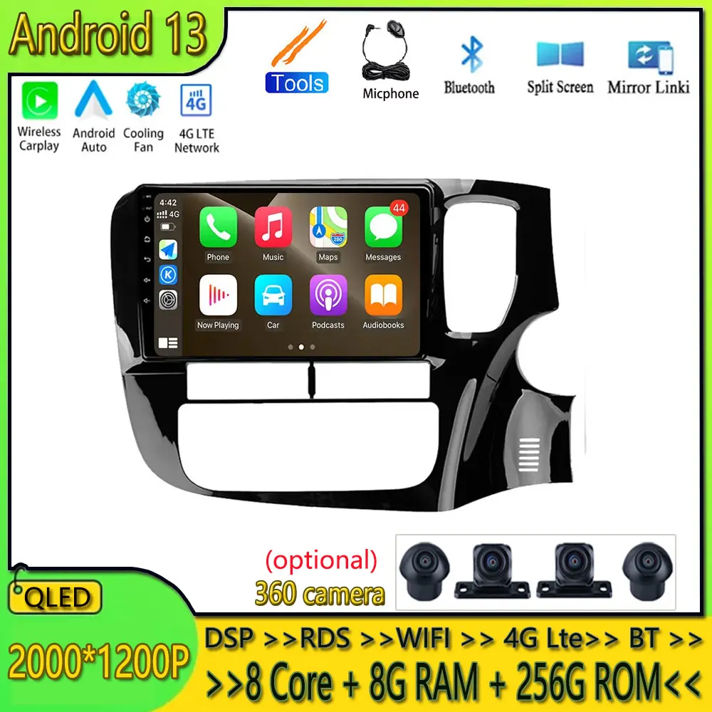 

For Mitsubishi Outlander 3 GF0W GG0W 2012 - 2018 RHD HD 9" IPS Screen Car Radio Multimedia Video Player BT SWC Carplay GPS Navi
