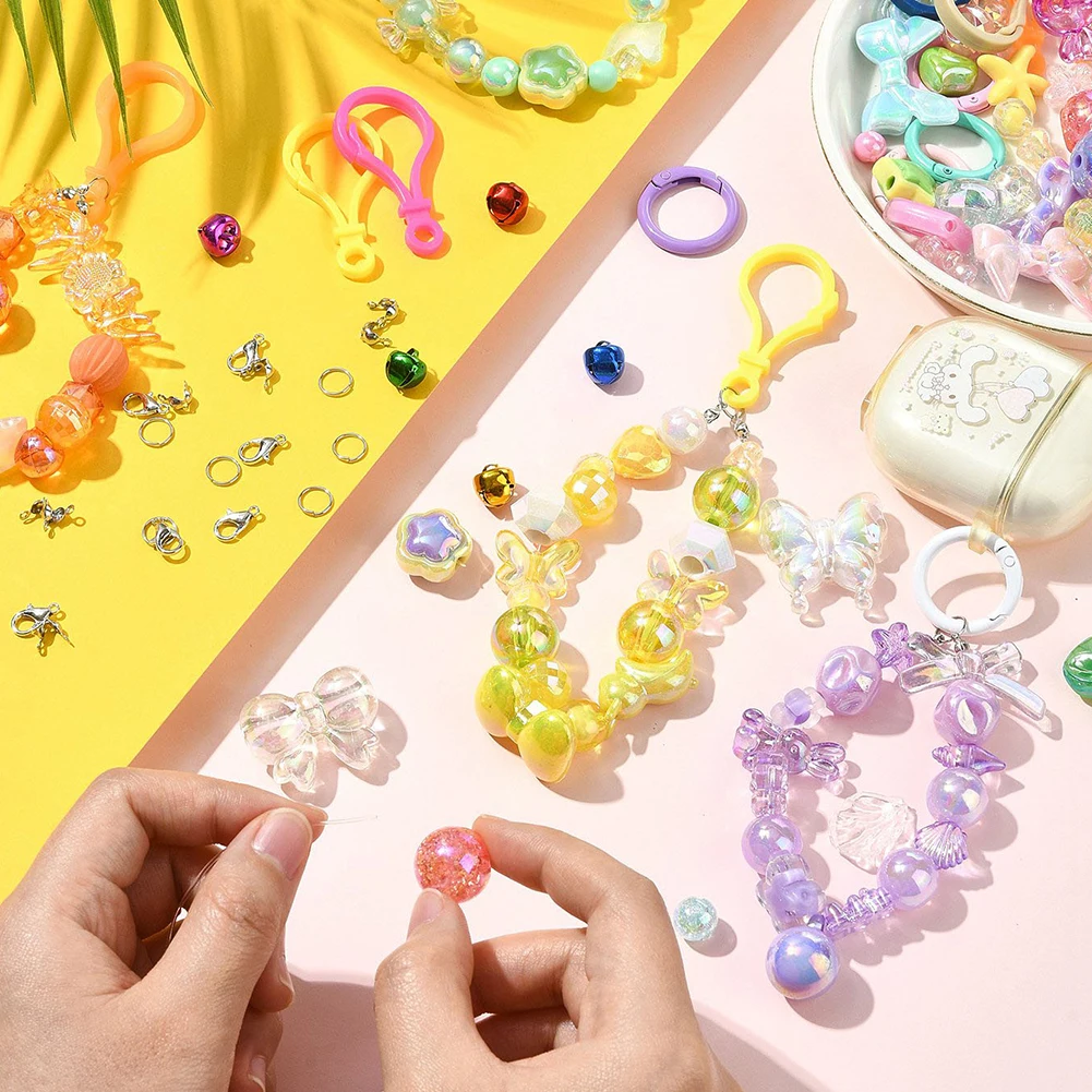 DIY Acrylic Beads Jewelry Kits for Bracelets, Necklaces, Keychains Jewelry Making Supplies & Craft Kits - 4