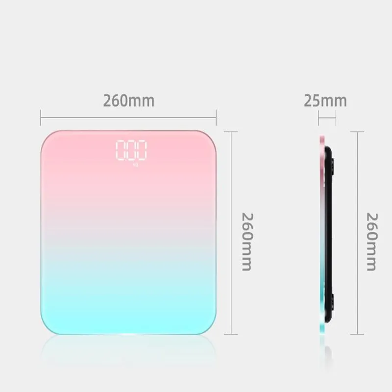 Pink Bathroom Scale Floor Digital Scale Weight Glass LED Smart Electronic Balance Weight