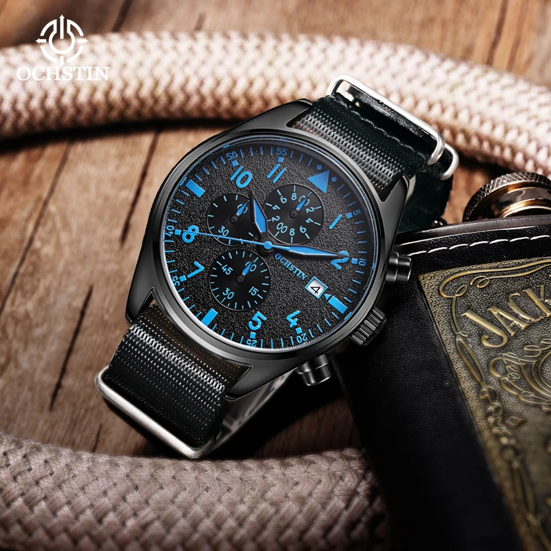 ochstin business light luxury creative nylon series multi-function quartz movement hot model 2024 men's quartz watch