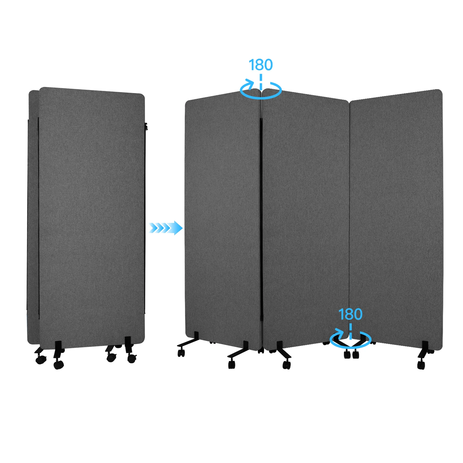 3 Panel Soundproof Privacy Panels for Dorm Studio Office (pulley Dark Grey)