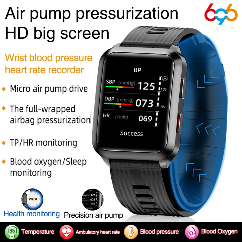 

P60 Smartwatch Air Pump Airbag True Blood Pressure Oxygen Temperature Heart Rate Monitor Medical Sphygmomanometer Smart Watches