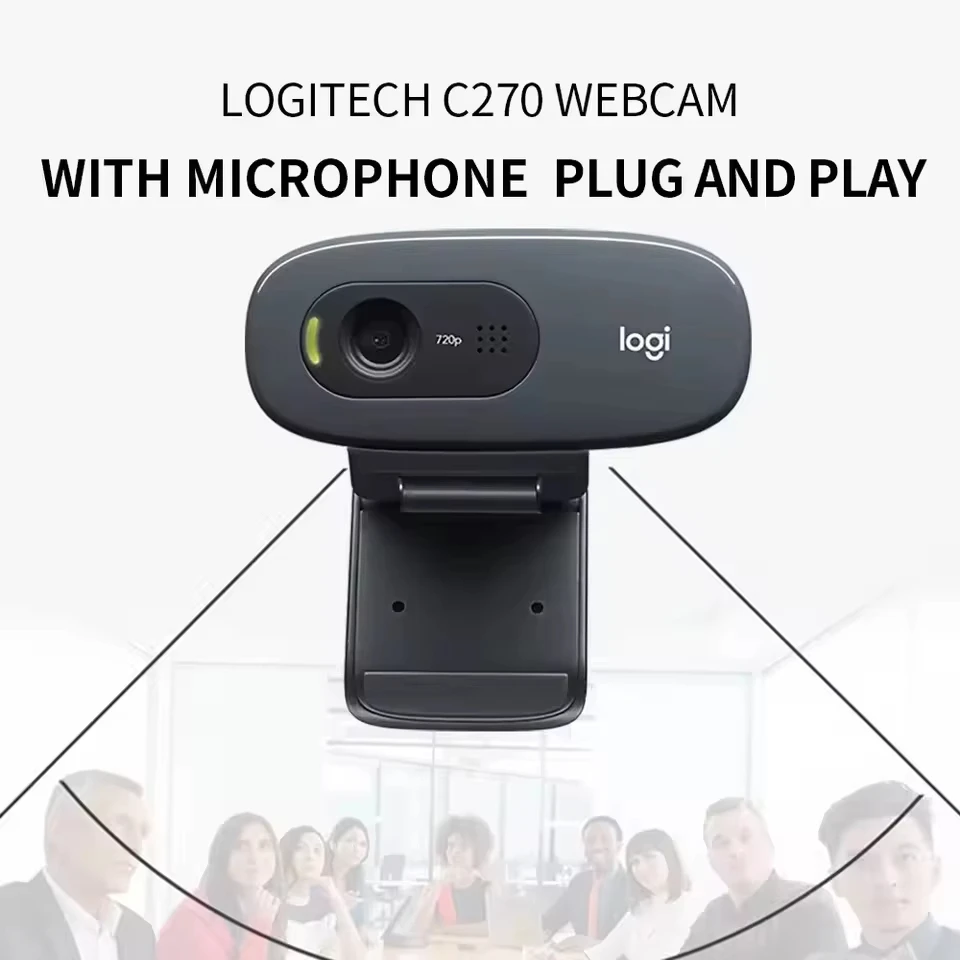 Webcam HD Logitech C270 C270i 720P originale al 100% con microfono integrato, USB 2.0, per PC e chat. - immagine 3
