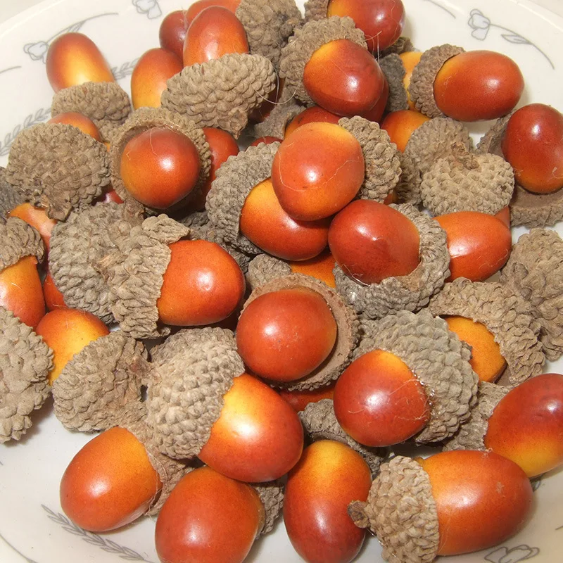 50/100pcs Beautiful Acorns Mini Artificial Foam Fruit And Vegetables Fruits Home Wedding Christmas Tree Decoration Brown Acorn Christmas Decorations