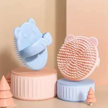 Spazzola per capelli per bambini Massaggiatore per cuoio capelluto morbido per bambini Scrubber per soffione doccia da bagno delicato Design simpatico orso