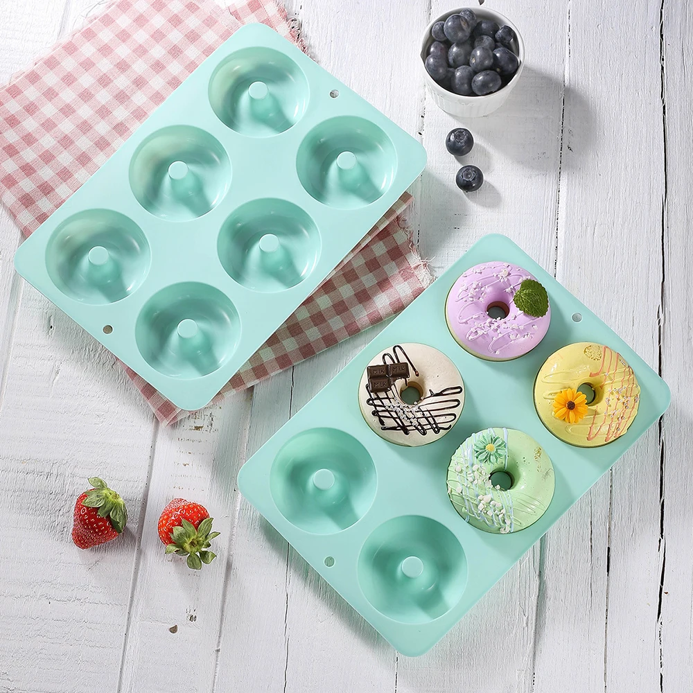 Description Picture 6 of itemSilicone Baking Pan For Pastry Donuts Silicon Form Doughnut Mould DIY Cake Chocolate Dessert Bakery Tools 6 Full-Size Doughnuts