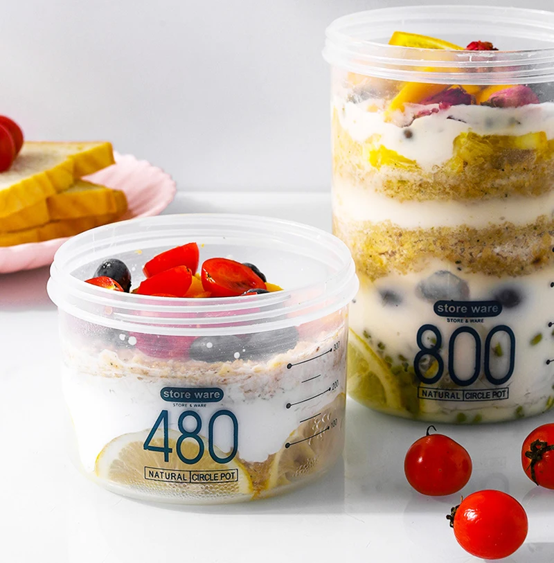 1Pc Overnight Oat Cup Portable Breakfast Cereals Salad Cup Graduated Milk Cup Seal Container Microwave Oven Can Heat And Seal 4