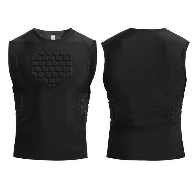 Mens Padded Compression Shirt Comfortable Sleeveless Breathable Chest Protector