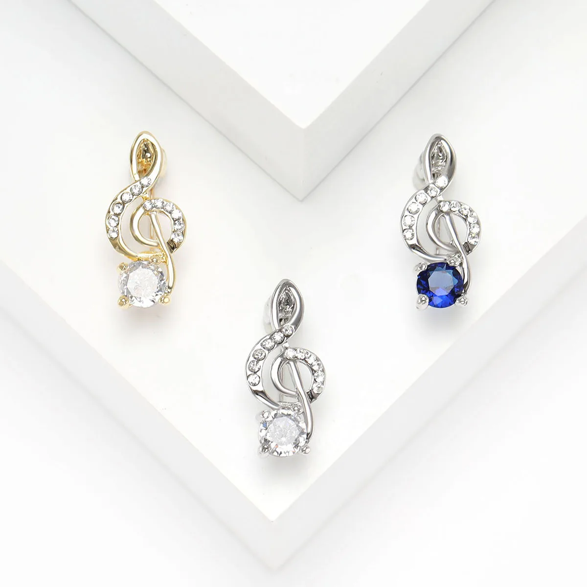

Classic Musical Note Brooches For Women Unisex 3-color Rhinestone Music Lover Party Office Brooch Pin Gifts