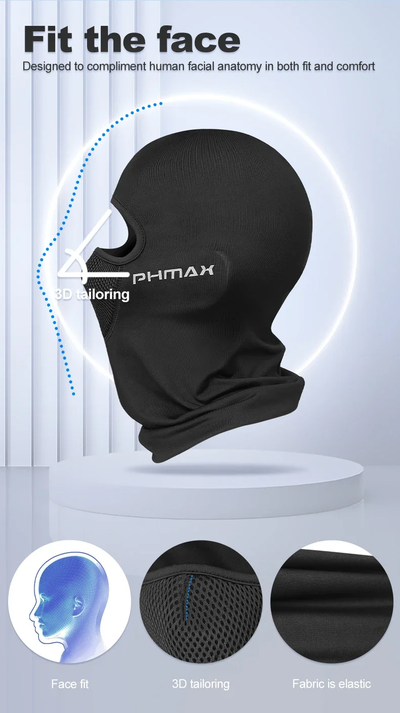 PHMAX Motorrad-Reitmaske, Windschutz, Wärme, atmungsaktiv, Vollgesichtsmaske, Sturmhaube, Hut, Schal, Kapuze, Moto, Biker, Windkappe, Herren – Detail 5