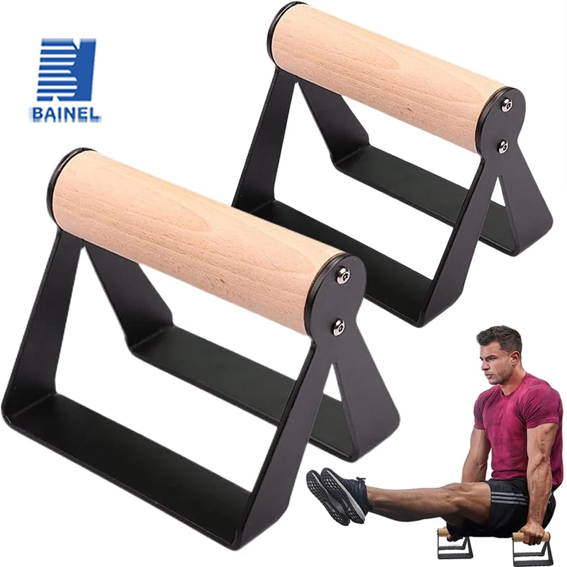 1 Pair Wooden Push Up Stands Non-Slip Fitness Stand Strength Training Equipment Push Up Handles for Men Women