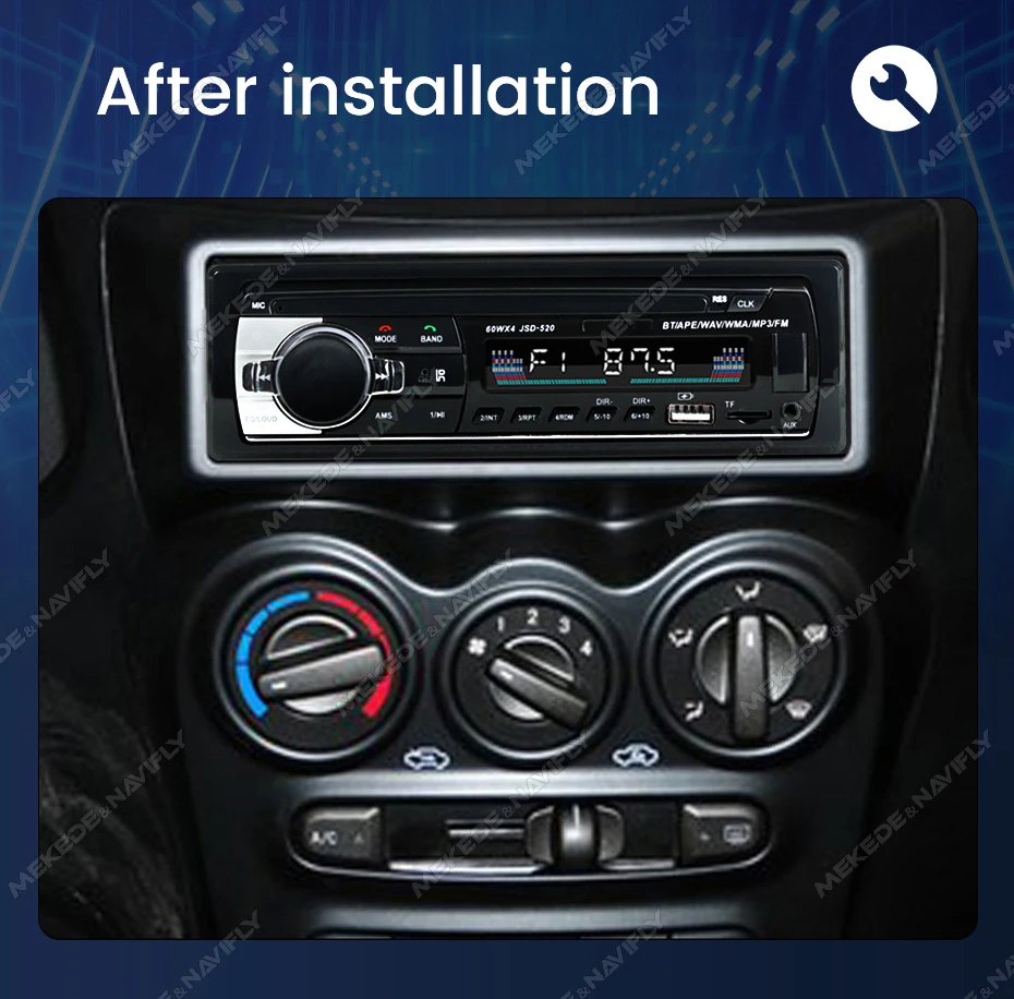 일반 모터용 자동차 멀티미디어 MP3 라디오, 블루투스 오디오 스테레오 라디오, TF AUX USB 포트 충전 지원, 1DIN