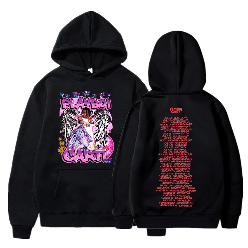 

Playboi Carti Hoodie Unisex Long Sleeve Double-sided Letter Print Hooded Sweatshirts Vintage Hip Hop Fleece Tracksuit Streetwear