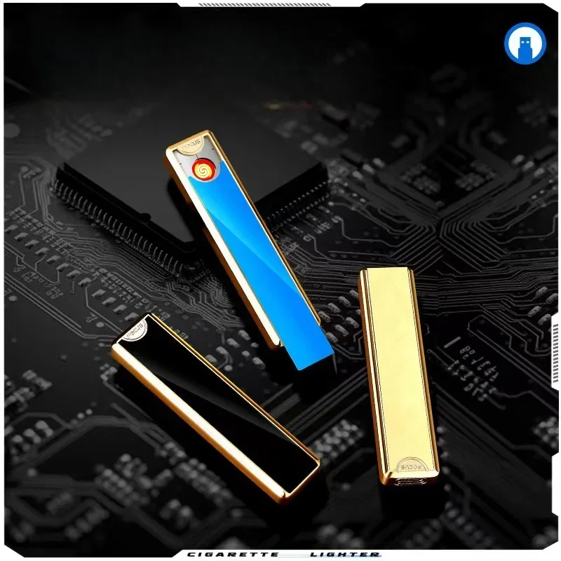 Ultra thin Windproof Pull down Tungsten Wire Ignition USB Charging Lighter Outdoor Portable Mini Electric Lighters Smoking Gifts