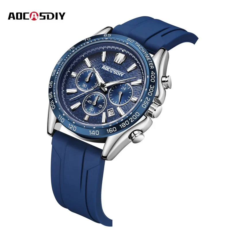 High Quality Men's Leisure Luxury Watch 30m WaterProof Multi-Functional Timing Super Luminous Men's Watch Silica Gel Quartz Watc
