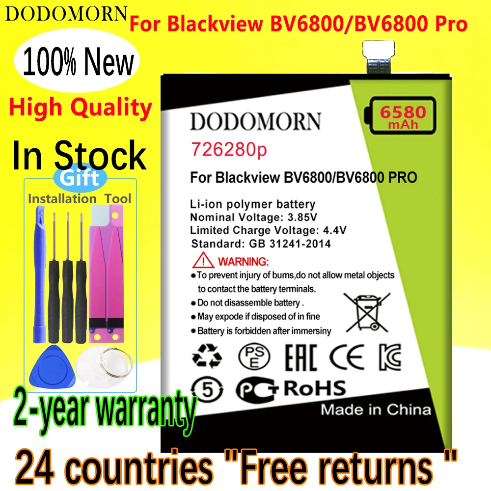 

Аккумулятор DODOMORN для Blackview BV6800 Pro IP68, водонепроницаемый MT6750T телефон высокого качества