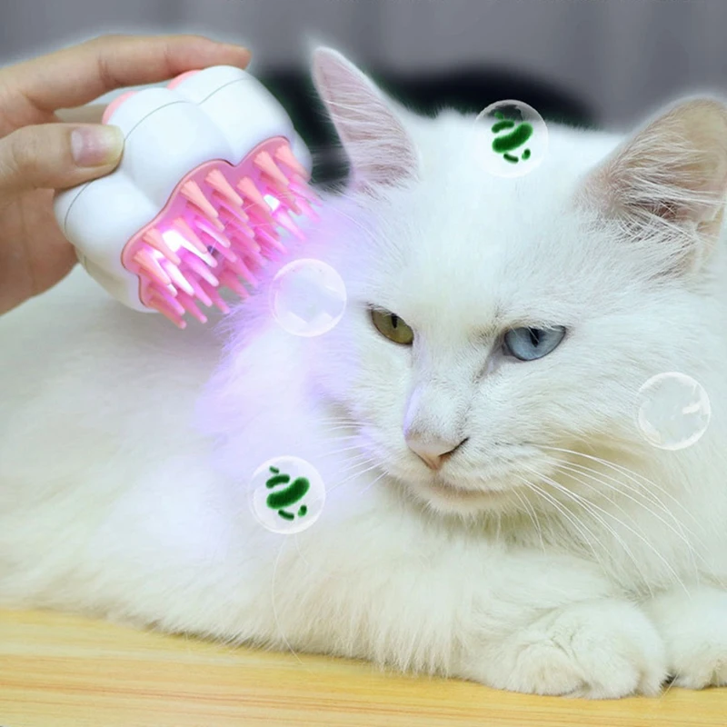 Electric Pet Spray Grooming Comb Dog & Cats Hair Removal Brush Electric UV Spray Comb With Gentle Massage Feature A 1Set