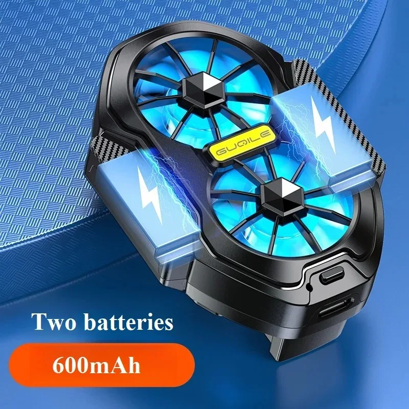 FS01 듀얼 팬 충전식 휴대폰 쿨러 600mAh 배터리 장시간 지속 강력한 공기 냉각 게임 라이브 스트리밍용