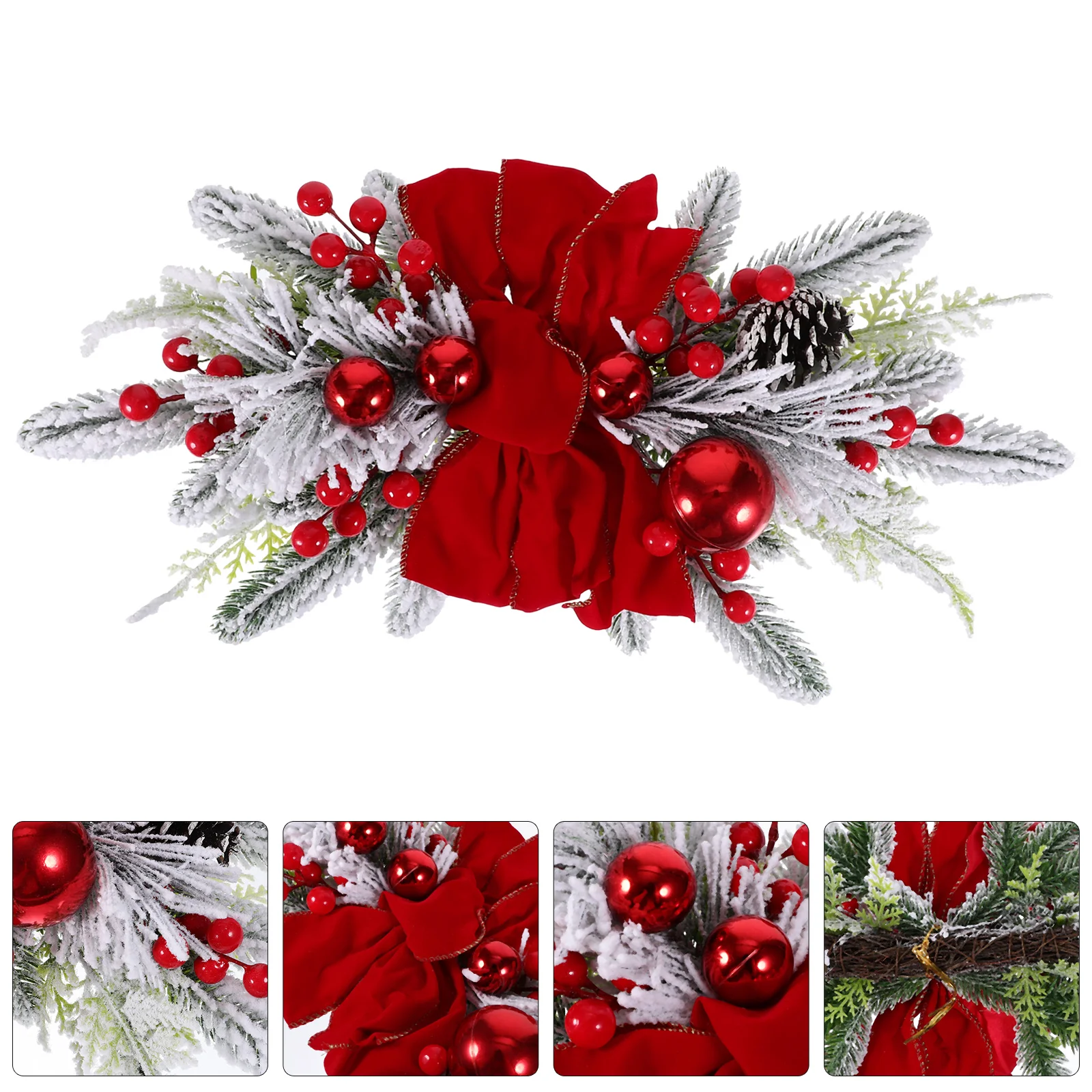 

Christmas Teardrop Swags Prelit Stairs Garland Swag Wreath Front Door Hanging Pre-Lit Stairway Trim Ornaments Holiday