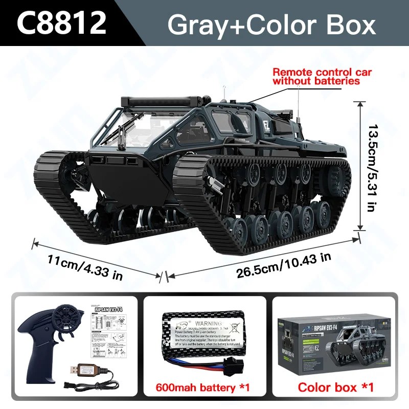 C8812/ C8812 MAX LED Light Full Scale Tracked Tank Simulation