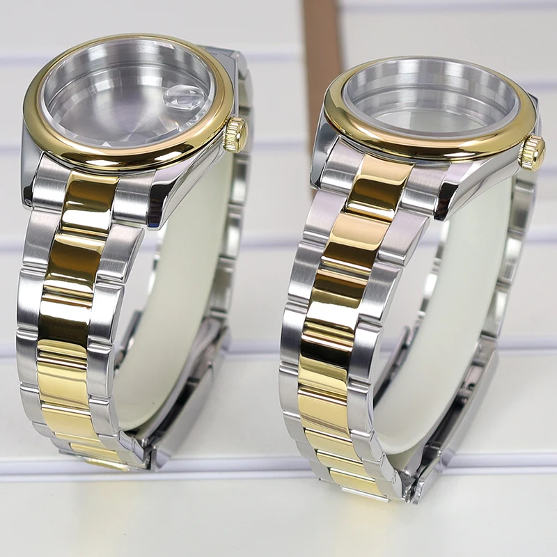 Gold Silvery Luxury Watch Case with Sapphire Accents