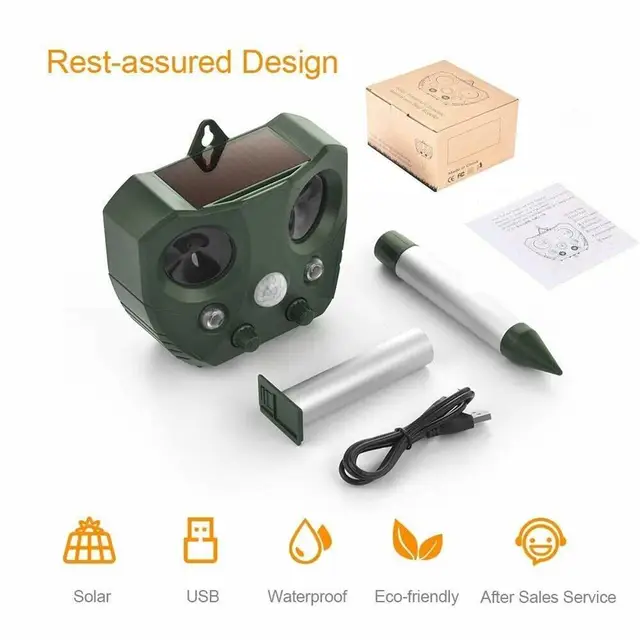 Napelemes Madárrepleller Ultrahang Sonic Rágcsáló -Triel Macskás Kutya Róka Állati Kígyócseppel Ijesztő Madarak Madárijesztő Bagoly Kültéri Kert - Image 6