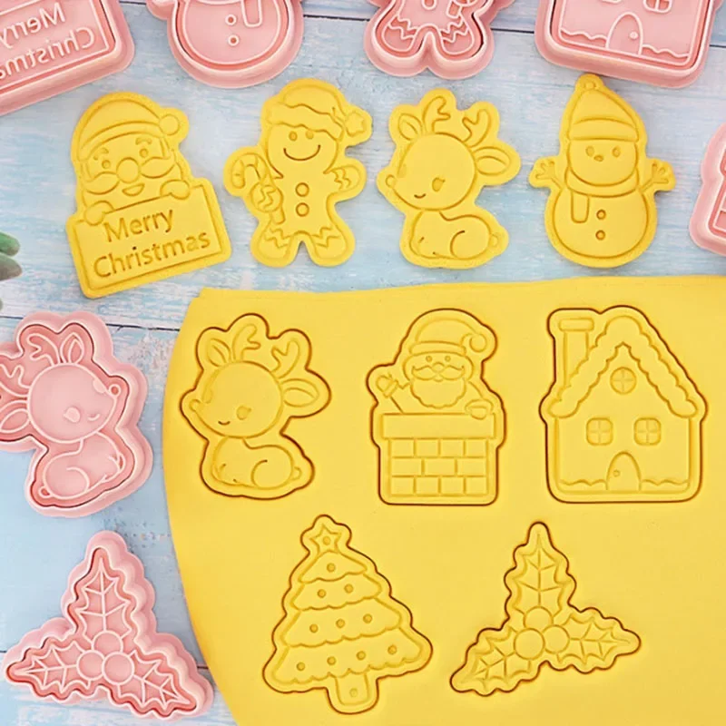 cookie cutter 8Pcs Christmas Santa Claus Snowflake Cookie Molds Biscuits Embosser Stamp Baking Accessories Decoration