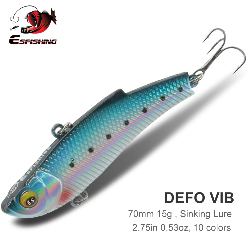 ESFISHING Quality Hard Bait DEFO VIB 70mm15g Pike Winter Ice Fishing Lure Tackle Sinking Icsa Artificial Wobblers For all Fish