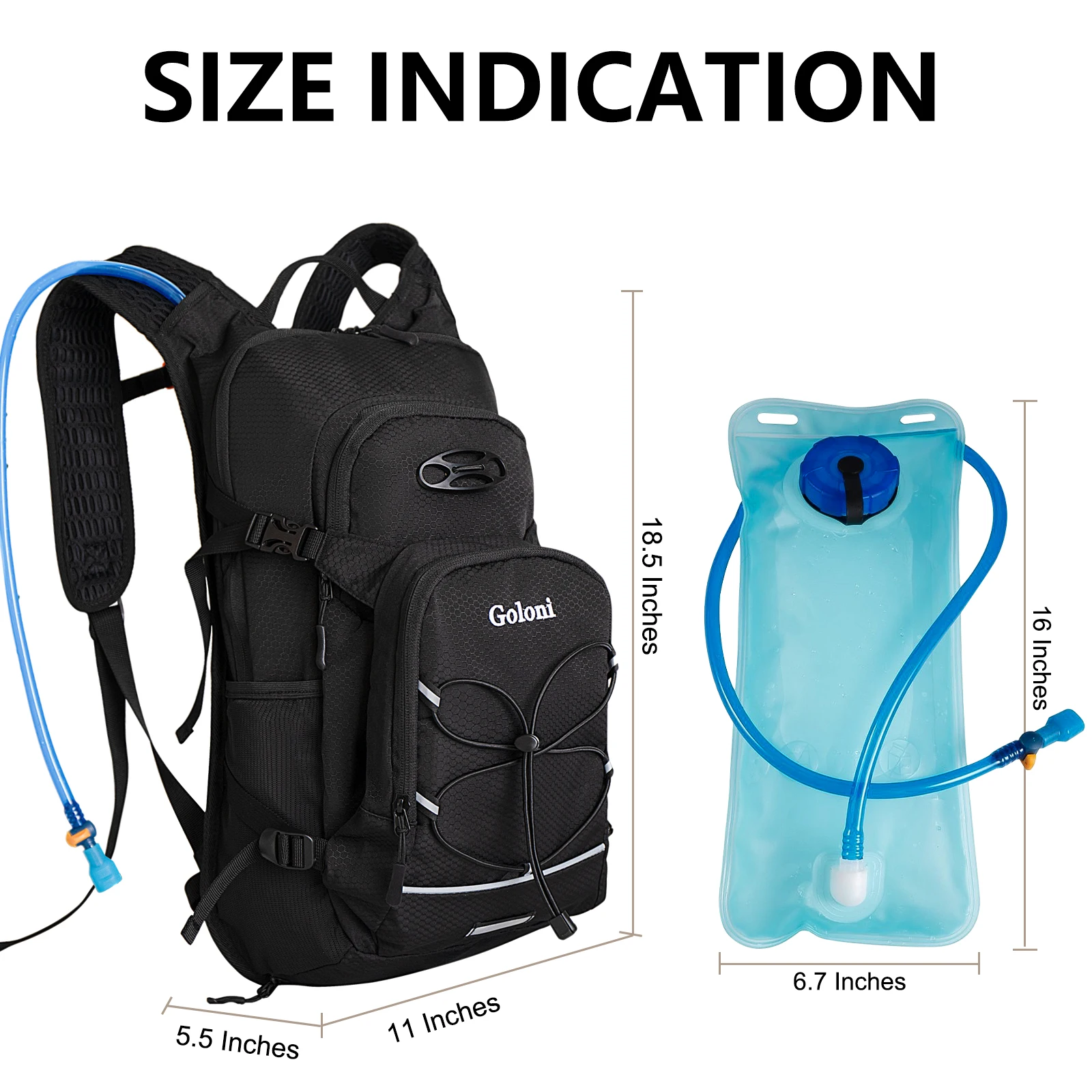 Hiking Hydration Backpack with Water Bladder 2L Plus a Sewn-in Rain Cover Water Backpack Women Men Lightweight Insulation Hydrat