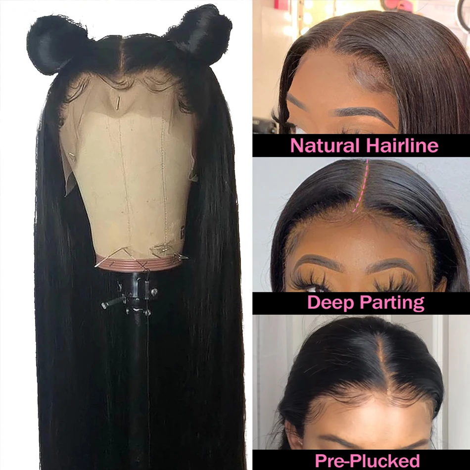 Human Hair Wig 13x6 Straight Lace Front Wigs 32 Inches Transparent Lace Frontal Wig Remy Malaysian13x4 Straight Human Hair Wigs For Women