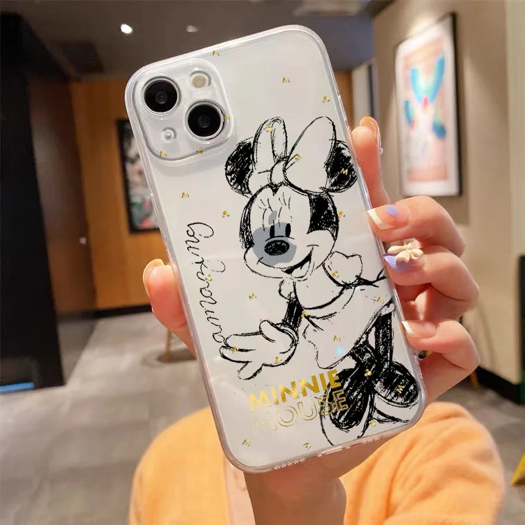 thumbnail image 1 of Cute Disney Mickey Minnie Phone Case For Apple iPhone 15 14 13 12 11 Pro Max mini XS XR X 8 7 6S 6 5S Plus Transparent Cover, 1 of 5