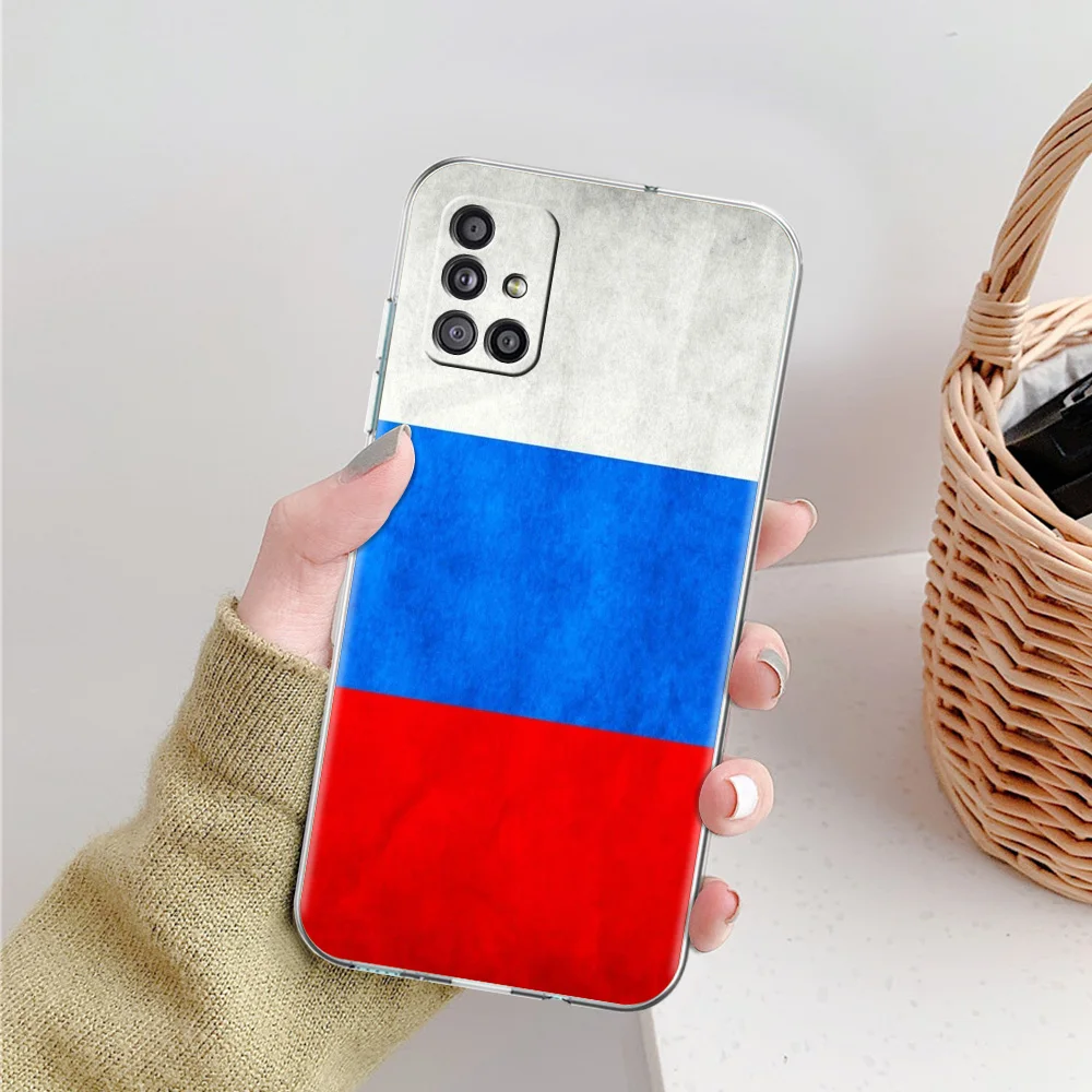 Clear Phone Case with Russian Flag Design