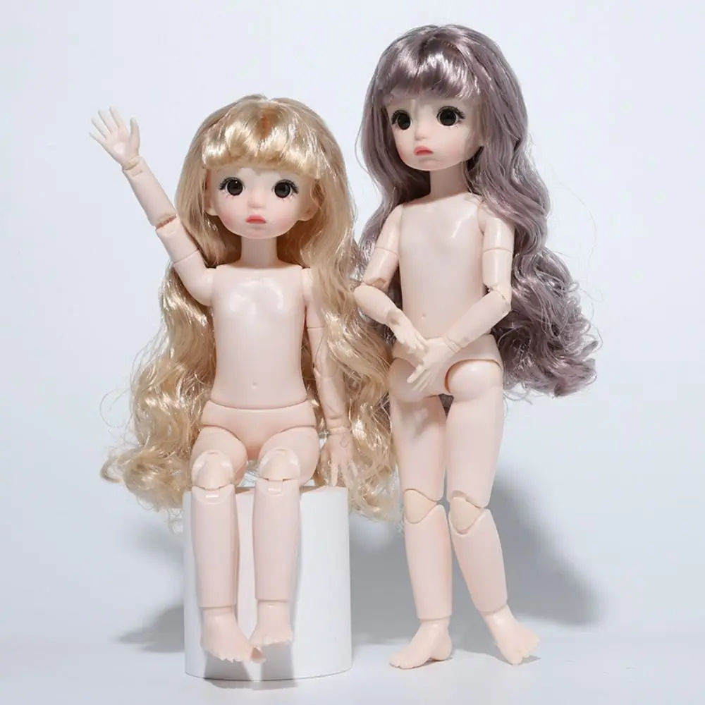 Beautiful 1/6 BJD Movable Joint Doll Body BJD Toys Kawaii Nude 22 Ball Jointed Doll Moveable DIY Doll Head with Hair Girl
