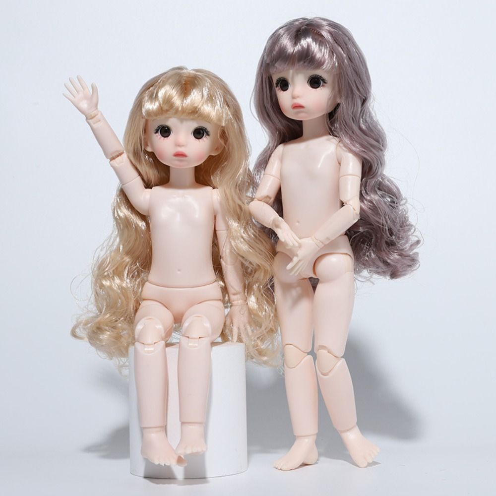 Beautiful 1/6 BJD Movable Joint Doll Body BJD Toys Kawaii Nude 22 Ball Jointed Doll Moveable DIY Doll Head with Hair Girl