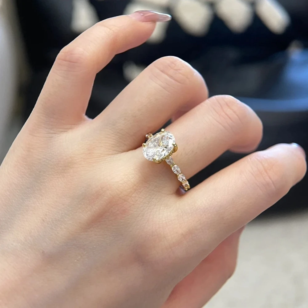 Vinregem 7*10 MM Oval Cut Lab Created Sapphire Gems 925 Sterling Silver Wedding Engagement Ring for Women Fine Jewelry Wholesale 6