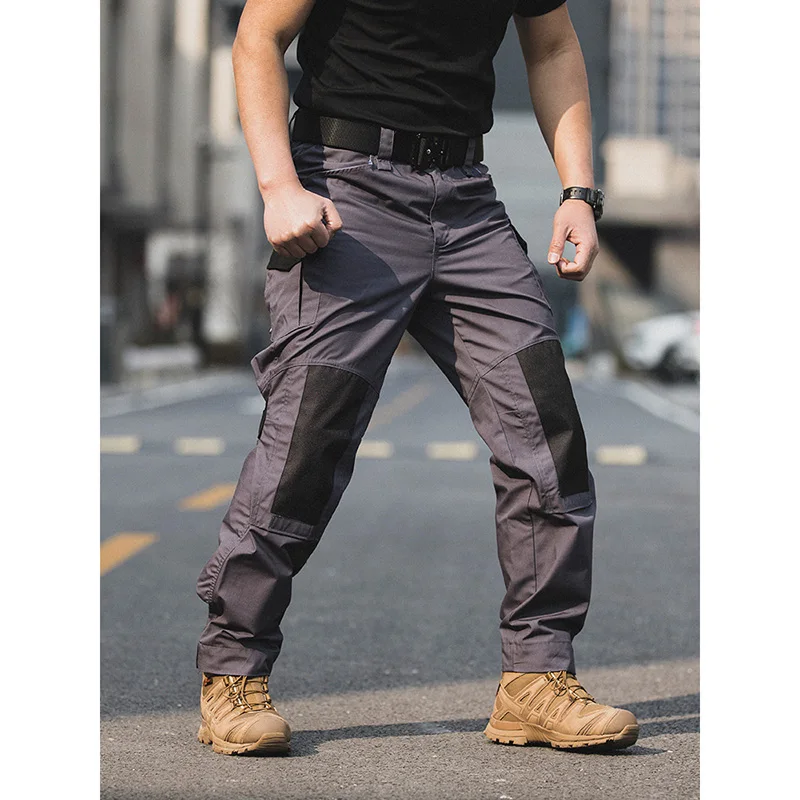 Lynjacye Mens Outdoor Straight Leg Tactical Pants Men's Waterproof Work Pants Knee Protection Military Multi Pocket Trousers