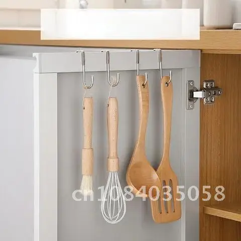 

Stainless Steel S-type Door Hanger Hook 1PC Free Punching Cabinet Door Without Trace Clothes Hook Wall Mounted Door Back Hooks