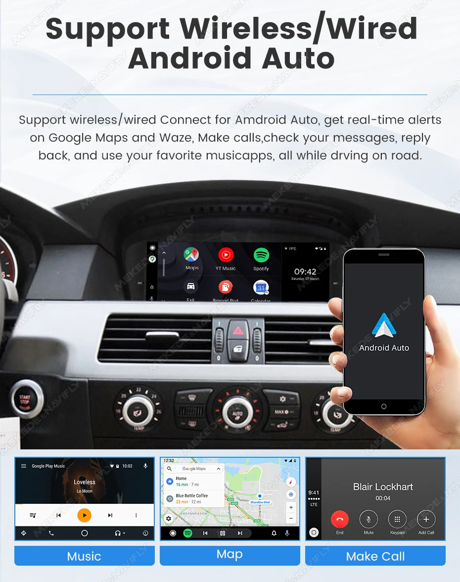 MEKEDE Radio para coche con sistema operativo linux, CarPlay inalámbrico, Android, 9,3 pulgadas, para BMW serie 5/3 E60 E61 E63 E64 E90 E91 E92, navegación GPS, multimedia para coche, pantalla de 1600x600, sistema inte 5