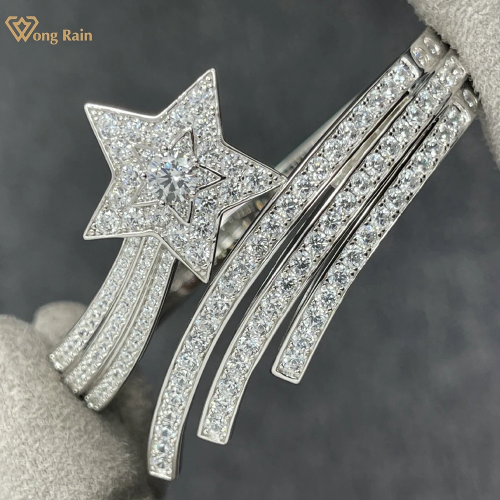 

Wong Rain Luxury 100% 925 Sterling Silver Star Lab Sapphire Gemstone Anniversary Gifts Bracelets Bangle Fine Jewelry for Women