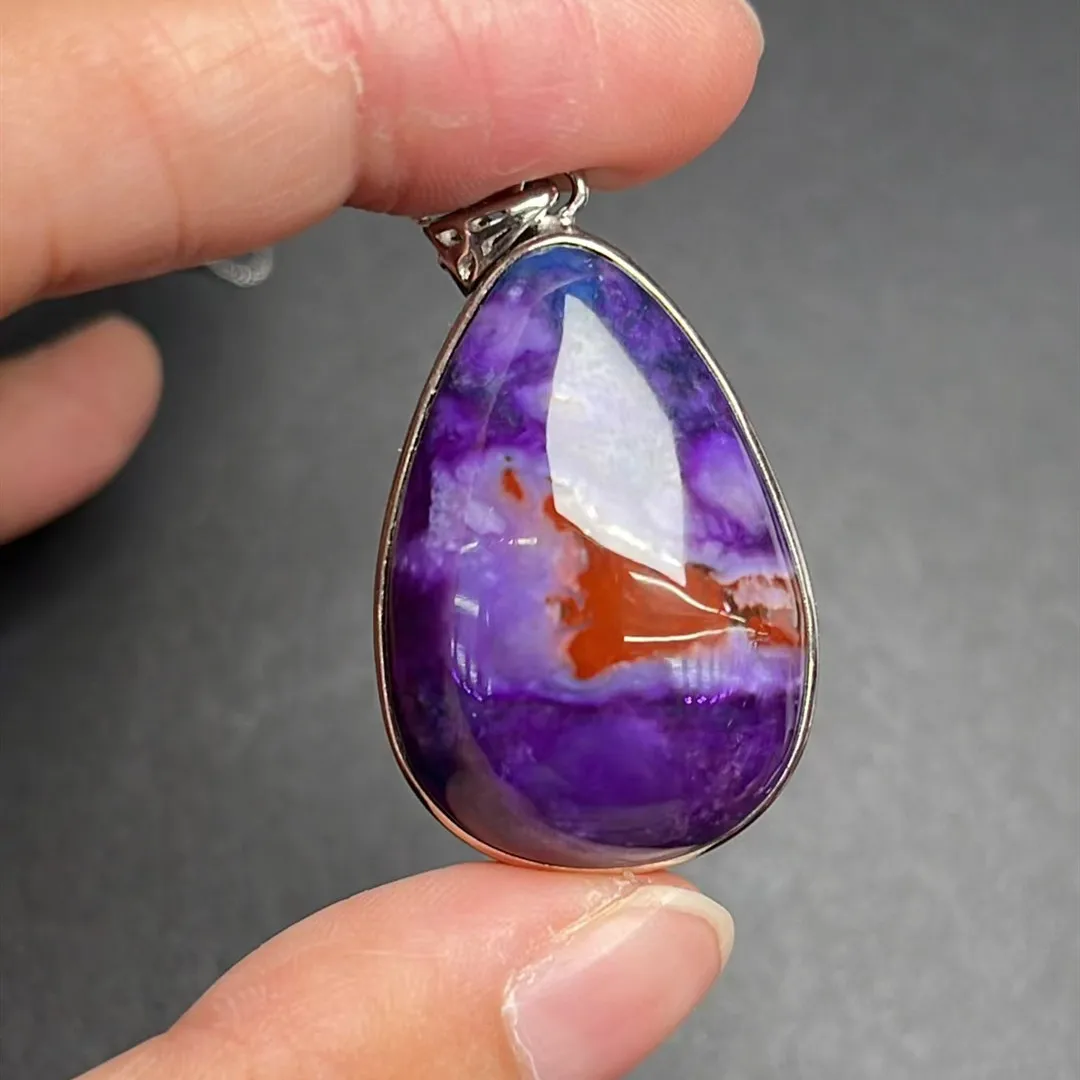 

Natural Purple Sugilite South Africa Pendant 36.8mm Water Drop Women Men Sugilite Pendant Necklace Healing Jewelry AAAAAA