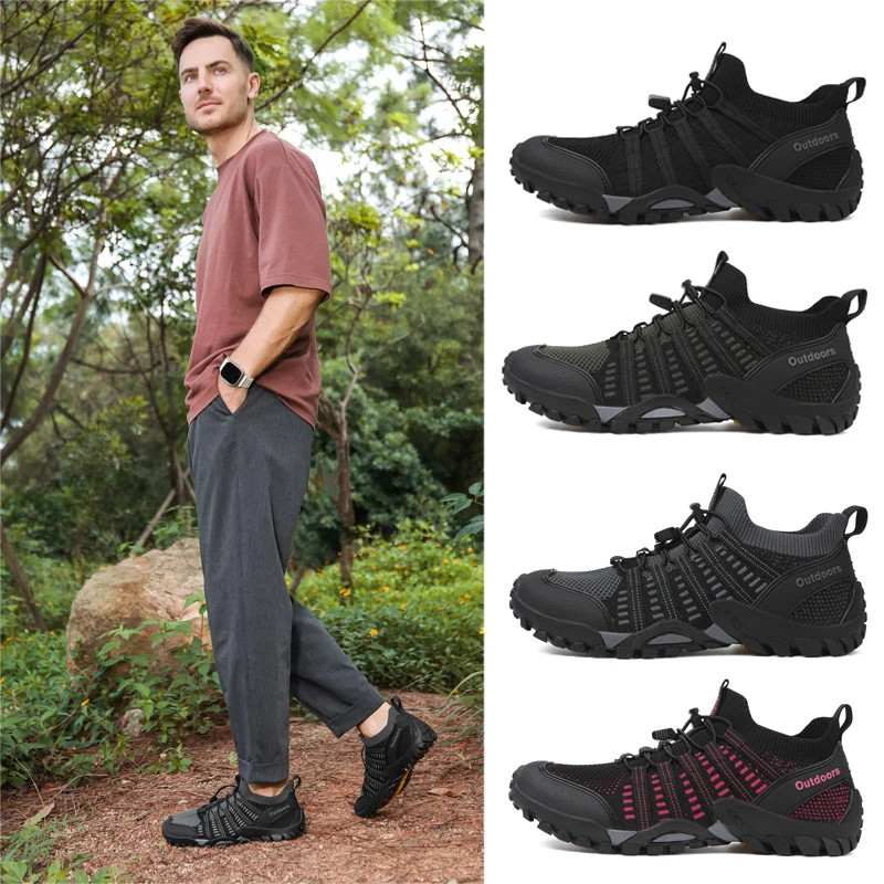 Hiking Shoes Men\'s Outdoor Sneakers Walking Shoes Trail Running Shoes Hiking Non-slip Fitness Walking Jogging Socks Sneakers