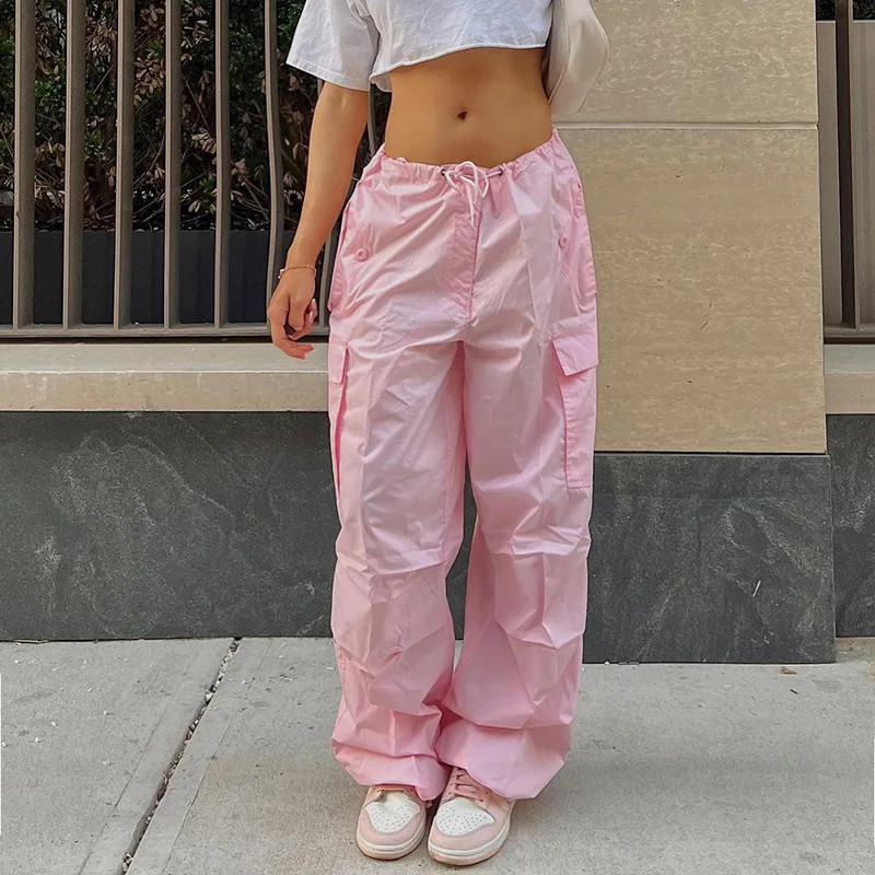 

Y2K Vintage Cargo Pants Women 90s Streetwear Pockets Wide Leg High Waist Straight Baggy Jeans Workout Casual Streetwear Outfits