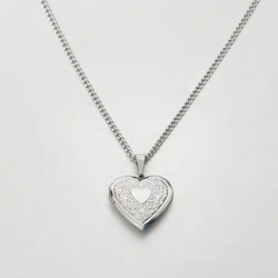 Romantic Silver Heart Locket Necklace - Openable Photo Frame Charm Jewelry Gift - 60cm (Silver Color)