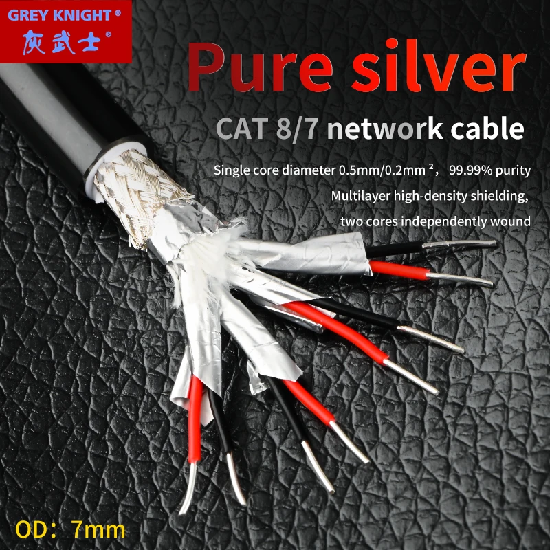 Grey Knight Hifi 4N Cavo Di Rete Cat 8 In Argento Puro A 8 Core Con Cavo Di Rete Fai Da Te Ad Alta Fedeltà Cavo Di Segnale Audio Usb3.0 Ab