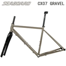 SEABOARD – cadre de vélo de route en acier chromé 700C CR-MO avec fourche en carbone, avec supports de freins à disque en argent brossé, avec traitement thermique, CX07