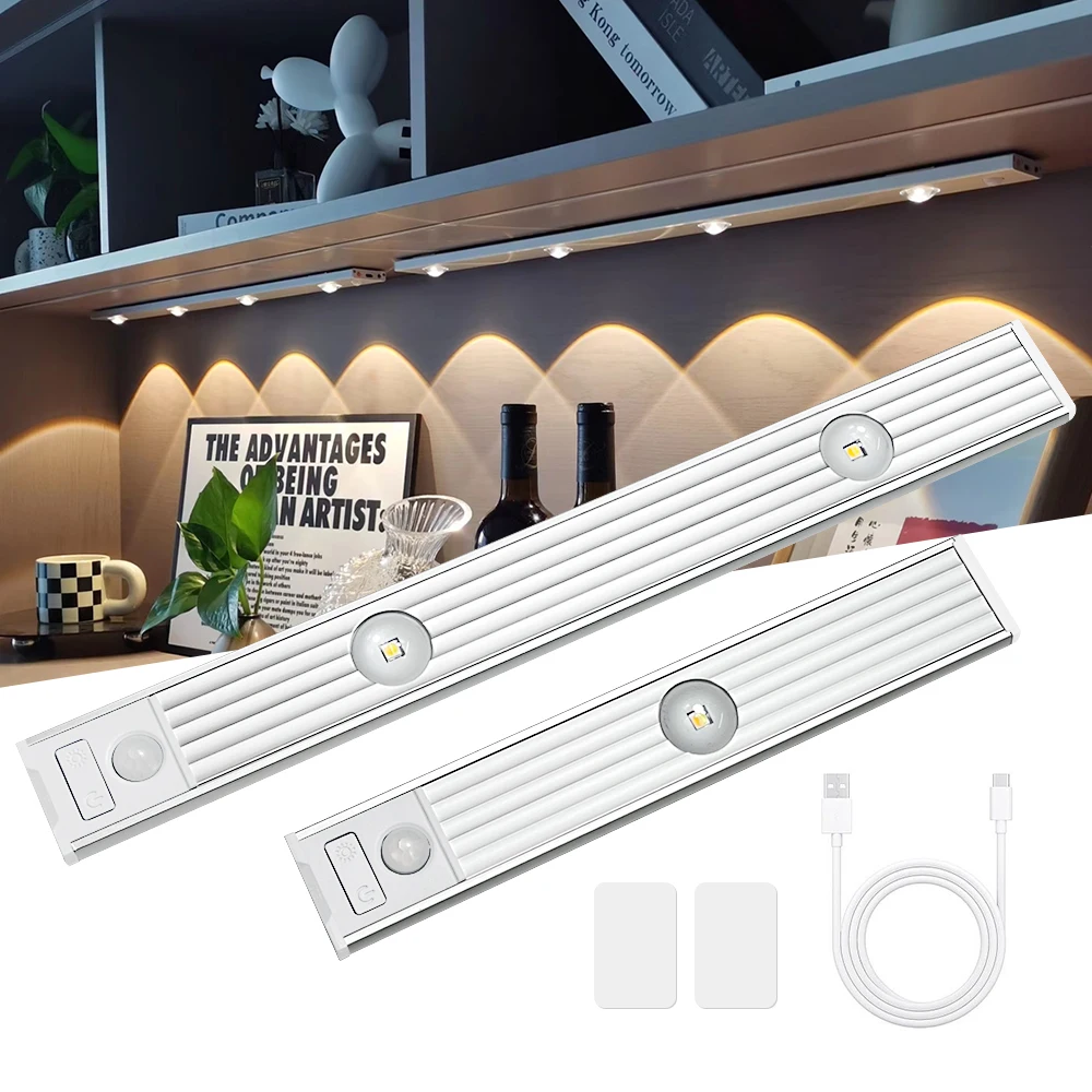 

2022 новейший 40 см 3 светодиода 3 цвета с регулируемой яркостью датчик движения под светильник шкафа s беспроводной Перезаряжаемый на батарейках светильник для шкафа