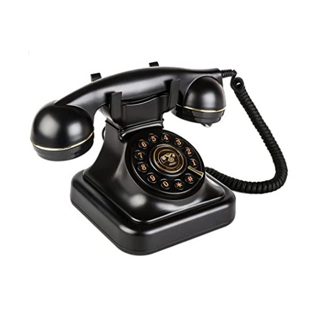

Corded Telephone, Black Landline Phone Retro Vintage Telephone Antique Plastic Desktop Landline Telephone Fixed Home Phones