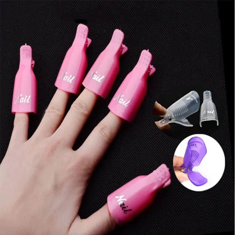 10pcs/Bag Nail Acrylic Removal Clip for Remove UV LED Gel Polish Purple Pink Manicure Tools Nail Supplies 5