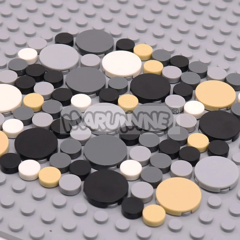 Round Tile Blocks 350PCS 1x1 2x2 MOC Bricks Base Flat Board Plate Floor Road City View Parts 98138 4150 Compatile