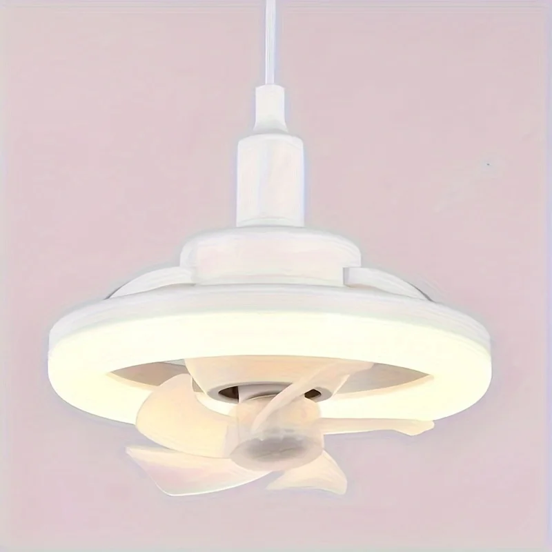 10 Inch 5 Blades Ceiling Fan Light with Remote Control, 85V-265V Dimmable 360&deg; Rotating LED Bulb for Bedroom Garage Laundry Room